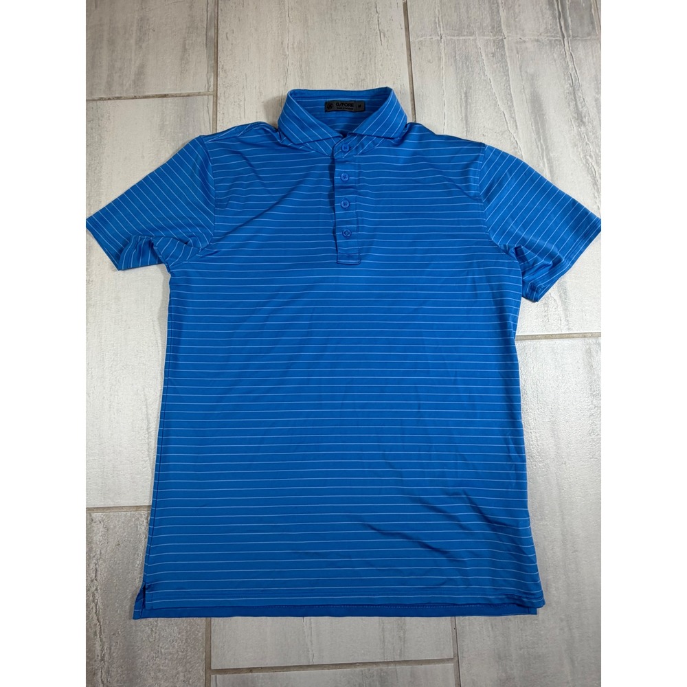 G/FORE Mens Golf Polo Shirt Blue Striped Short Sleeve Performance Size M